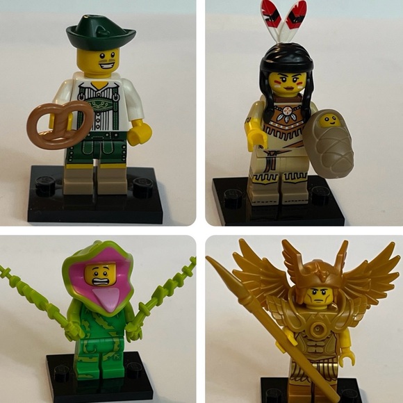 Lego Collectible Minifigs: Lederhosen Guy-Tribal Woman-Flying Warrior-Plant Mon. - Picture 1 of 8